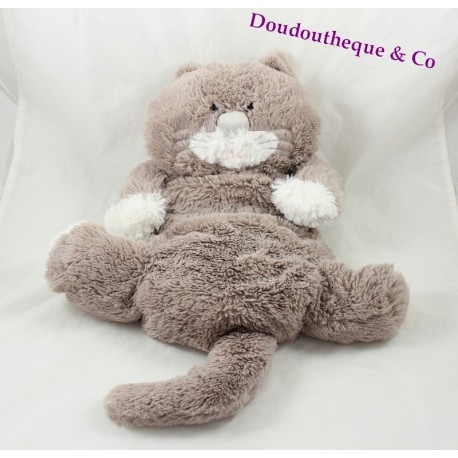 Peluche chat ETAM range pyjama doudou bouillotte gris 39 cm