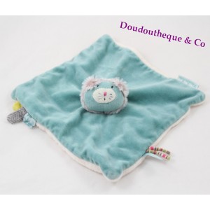 Flaches Kuscheltier Minoucha Katze MOULIN ROTY Les pachats quadratisch grün 23 cm