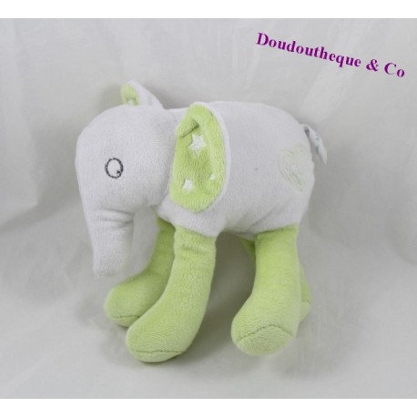 Doudou Elefant Korn von Weizen 18cm grün und weiß Doudou Elefant Korn von Weizen 18cm grün und weiß