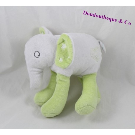 Doudou Elefant Korn von Weizen 18cm grün und weiß