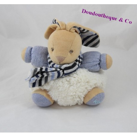 Doudou Kaninchen KALOO Blue Denim Schal Streifen 18 cm Kugel Doudou Kaninchen KALOO Blue Denim Schal Streifen 18 cm Kugel