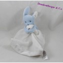 Doudou mouchoir lapin JACADI bleu blanc 12 cm
