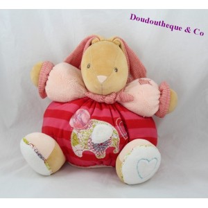 Doudou Kaninchen KALOO Bliss Budderball rosa rot floral Elefanten Glocke 30 cm