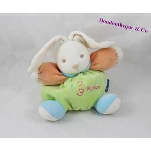 Doudou boule lapin KALOO 123 vert orange 18 cm