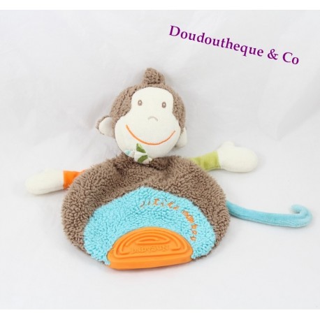 Doudou plat singe BABYSUN anneau de dentition 22cm