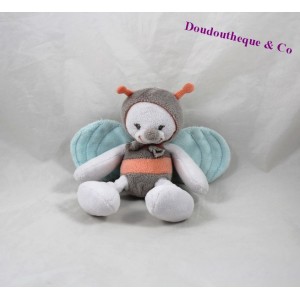 Doudou hochet abeille NATTOU Bubbles grelot gris orange 16 cm