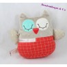 Doudou Eule WANGENKNOCHEN Eule rot grau reversible 18 cm