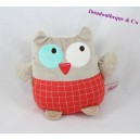 Doudou Eule WANGENKNOCHEN Eule rot grau reversible 18 cm