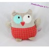 Doudou Eule WANGENKNOCHEN Eule rot grau reversible 18 cm