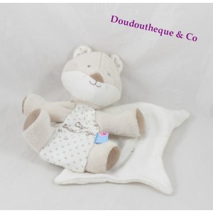 Doudou Fox handkerchief sugar cashew star beige white 19 cm