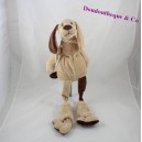 Doudou chien LES PETITES MARIE marron beige longues jambes 50 cm