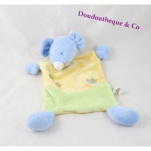 Flache Doudou Maus weibliche Schnecke blau gelb grün 24 cm