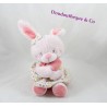 Conejo de peluche musical TEX rosa cruce de pájaro Vestido de flores de 32 cm