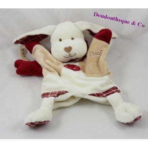 Doudou Marionette Hund BABY NAT "Herr Ouaf Beige rot 27 cm
