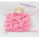 Doudou plat ours KALOO plume rose framboise noeuds tissus