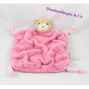 Flat cuddly toy bear KALOO feather pink raspberry knots fabrics