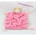 Doudou plat ours KALOO plume rose framboise noeuds tissus