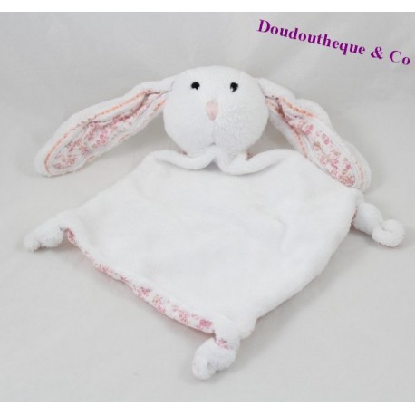 Casas planas Doudou conejo el mundo blanca rosa flores 27 cm