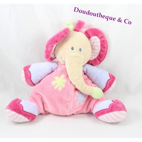 Doudou elephant pink triangle NATTOU semi flat 27 cm