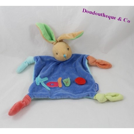 Doudou plat ours KALOO bleu 32 cm