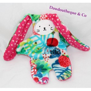 Doudou Doppel konfrontiert Hase rosa Blumen CATIMINI weiß Erbse reversible 38 cm