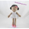 Don-Puppe OBAÏBI Mädchen Métis 27 cm braun geblümten Kleid grau
