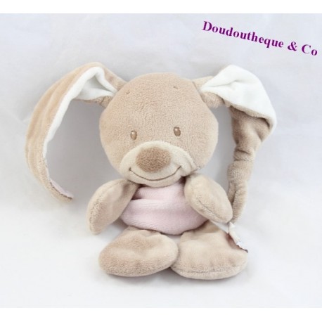 Don halb flach Beige NATTOU Sammlung lustige Hase Rosa und weiß 22 cm Don halb flach Beige NATTOU Sammlung lustige Hase Rosa und weiß 22 cm