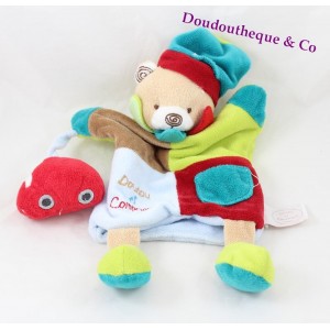 Teddybär Puppe Mirou DOUDOU ET COMPAGNIE rotes Auto