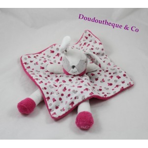 Doudou flat rabbit pink OBAÏBI white hazelnut legs 33 cm