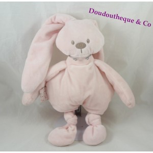 Peluche semiplano de conejo NATTOU nudos lapidou rosa claro 30 cm