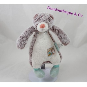 Don Diabolo bear MOULIN ROTY biscuit and white Pompom beige green 24 cm
