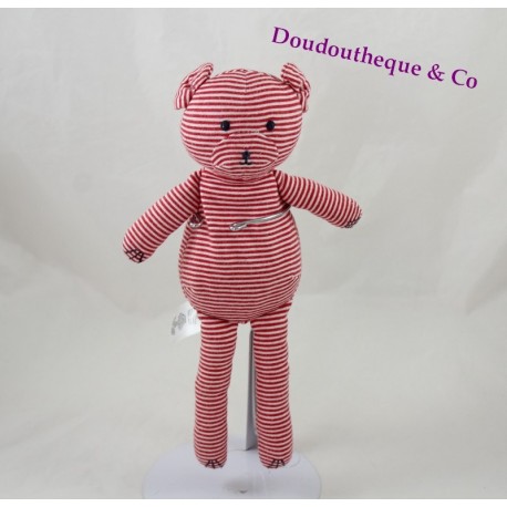 PETIT BATEAU striped red white 28 cm bear blankie