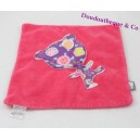Pink square cuddly toy in turtle and bubble print fabric 23 cm (unmarked)