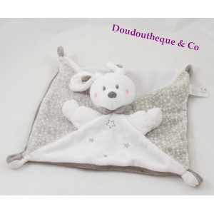 Weiße NICOTOY Hase Doudou flachen grauen Sterne Simba Toys Hals 24 cm