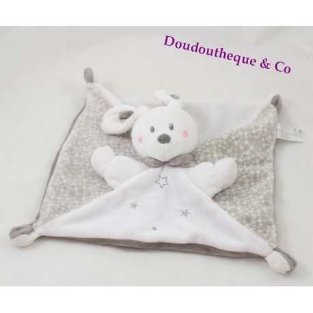 Weiße NICOTOY Hase Doudou flachen grauen Sterne Simba Toys Hals 24 cm Weiße NICOTOY Hase Doudou flachen grauen Sterne Simba Toys Hals 24 cm