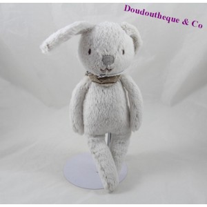 Doudou rabbit CYRILLUS grey bandana star 28 cm