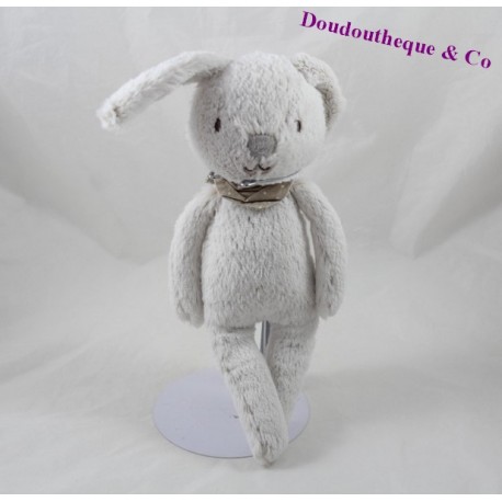 Doudou Kaninchen CYRILLUS grauen Halstuch Sterne 28 cm