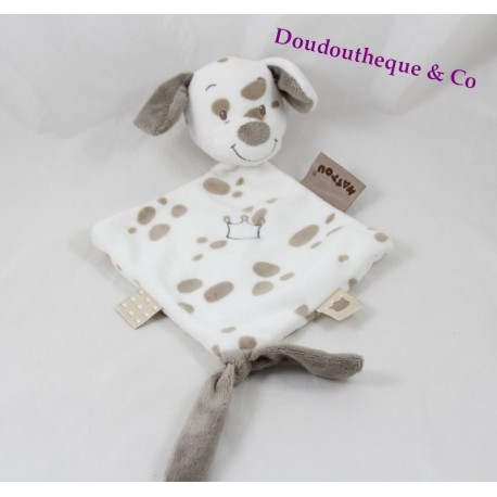 Doudou flachen Hund Max NATTOU Max, Noa & Tom Beige weiße Krone 25 cm Doudou flachen Hund Max NATTOU Max, Noa & Tom Beige weiße Krone 25 cm