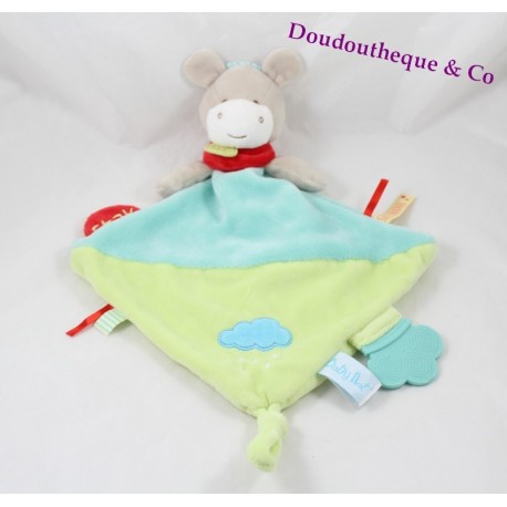 Doudou flachen Esel BABY NAT "super Doudou blauen Ring Pferd Zähne 40 cm