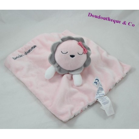 Doudou Löwe OBAÏBI Ausschreibung Träume grau rosa Doudou Löwe OBAÏBI Ausschreibung Träume grau rosa