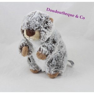 Peluche Marmot creazioni DANI screziato grigio bianco marrone 16 cm
