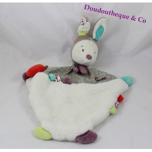 Doudou Tinoo conejo SAUTHON blanco plato de 35 cm beige ciruela verde campana