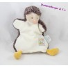 Doudou marionnette hérisson MOULIN ROTY Biscotte et Pompon blanc marron 22 cm