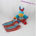 Plush handkerchief donkey CORSICA between sky and sea blue red 22 cm