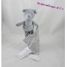 Blankie bear handkerchief CADET ROUSSELLE grey white stripes 24 cm