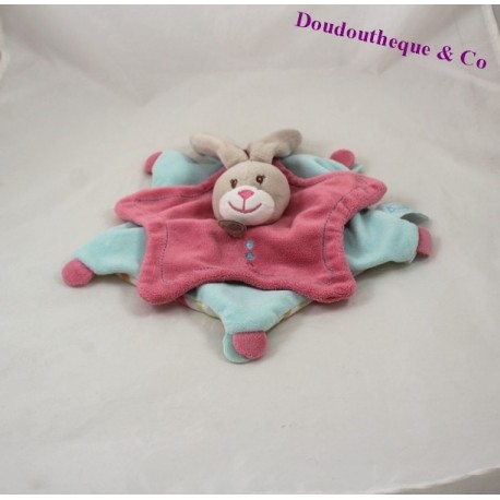 Doudou flachen Kaninchen BABY NAT Stello und Stella Pink Blue Star BN626 28 cm Doudou flachen Kaninchen BABY NAT Stello und Stella Pink Blue Star BN626 28 cm