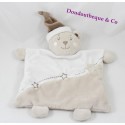Flat cuddly toy bear KIMBALOO white taupe embroidery stars 25 cm
