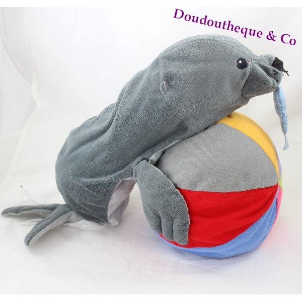 Stuffed sea lion IKEA seal with 42 cm grey fish SOS blanket