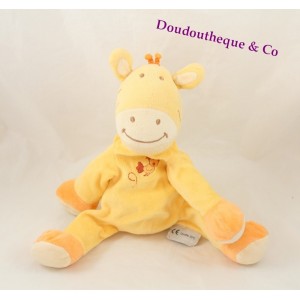 Doudou zèbre AMTOYS jaune orange poussin 23 cm