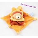 Doudou flat bear BLANKIE and company orange cinnamon square 17 cm
